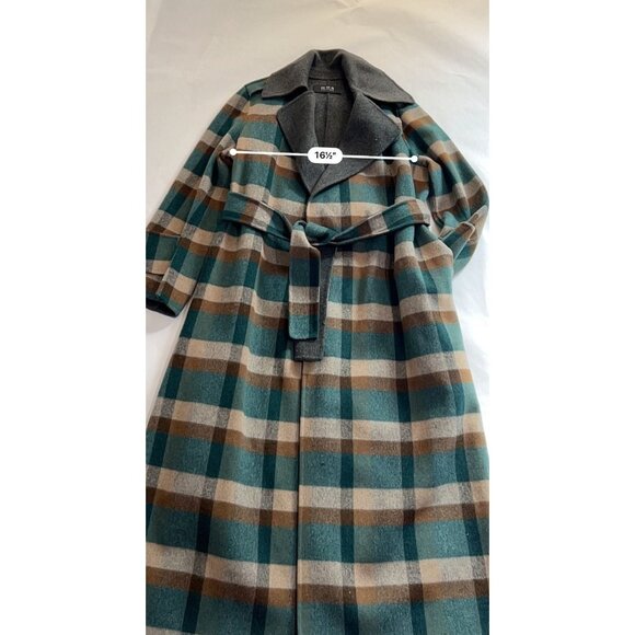 MOS Edition Coat in Blue Cream Brown Plaid - Picture 3 of 5